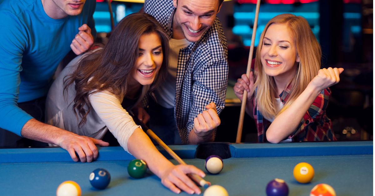 friends playing pool